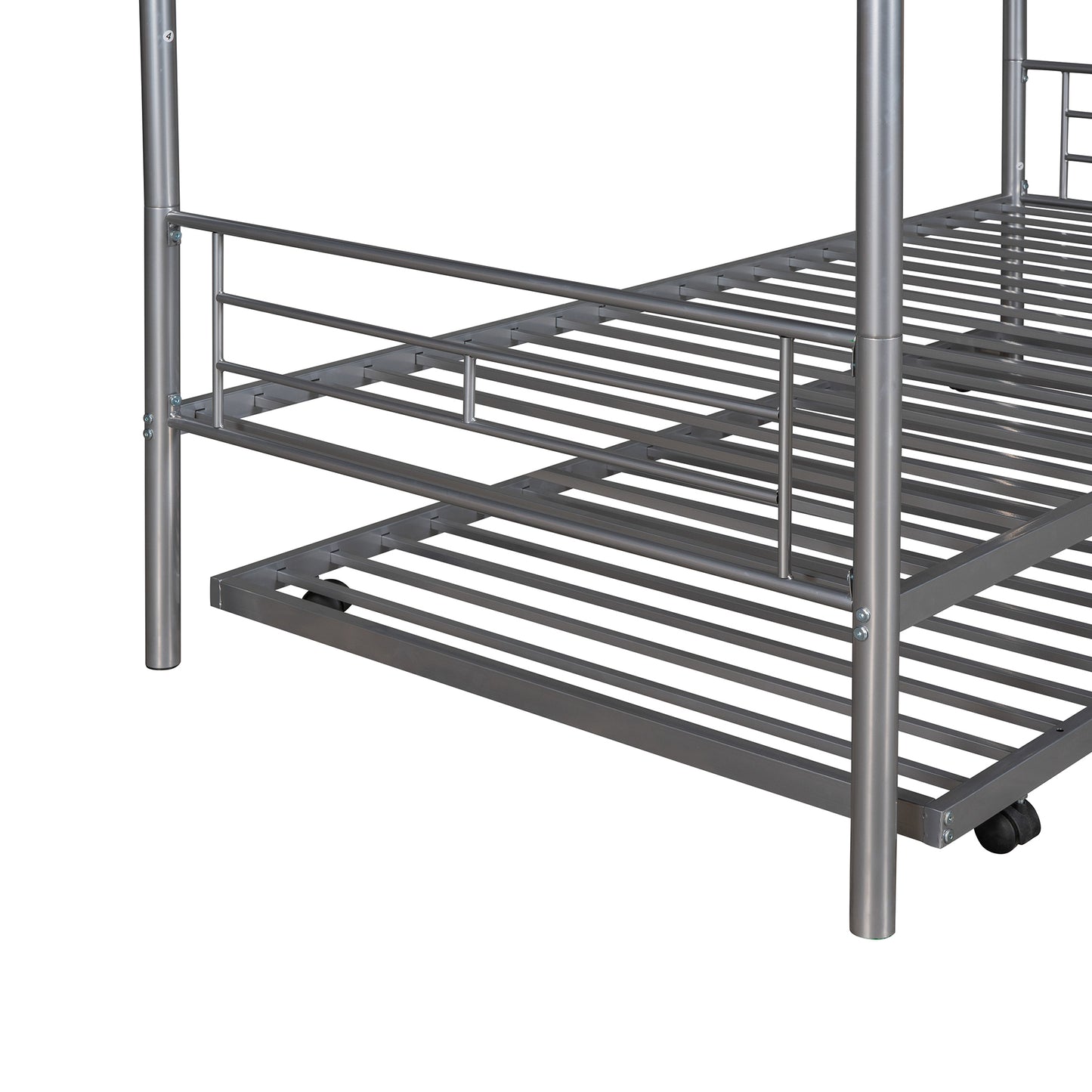 Twin-Over-Twin Metal Bunk Bed With Trundle,Can be Divided into two beds,No Box Spring needed ,White ( old sku: MF194806AAN )