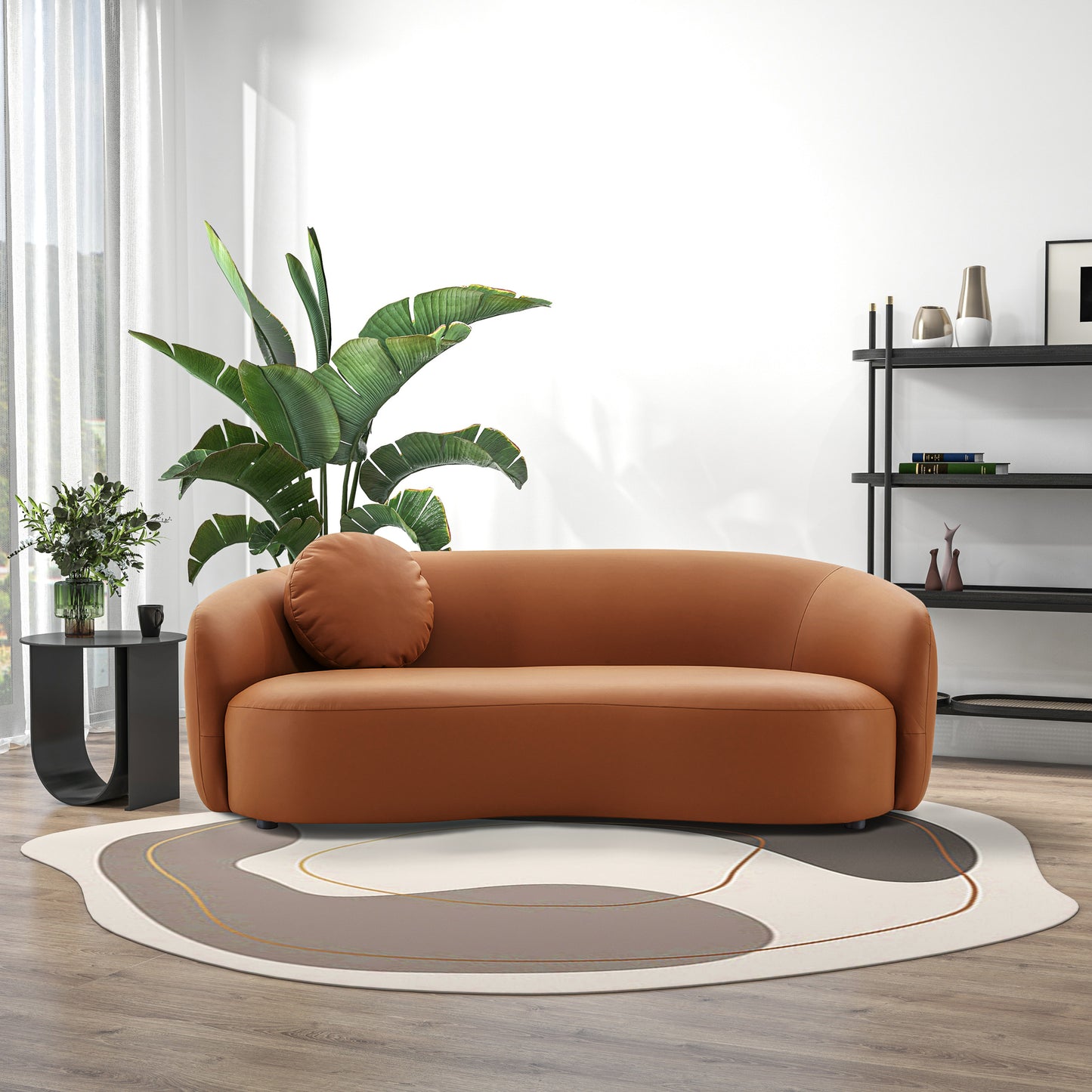 Porter Cognac PU Leather Sofa