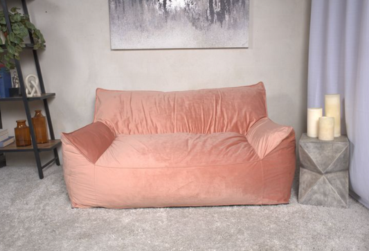 Fila Velveteen 2 Seater Oversized Bean Bag Chair with Armrests, Pink