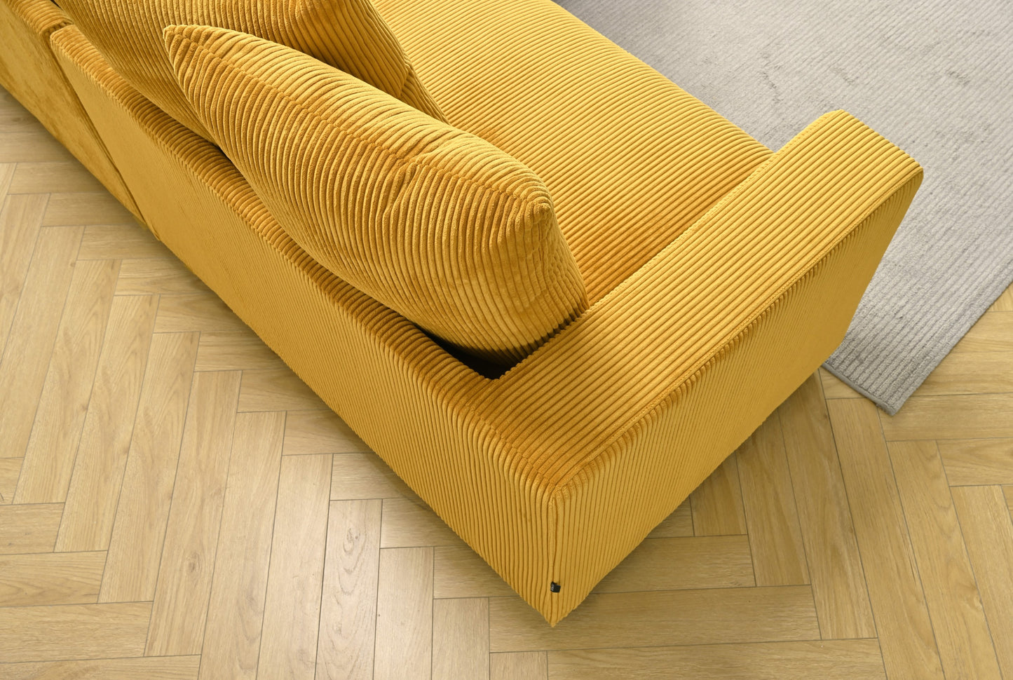 Container Furniture Direct Luxe Oversized Two-Piece Left Facing Sectional Couches for Living Room, 102.4-Inch L Shaped Sofa with Chaise, Upholstered with Corduroy Fabric, Ginger