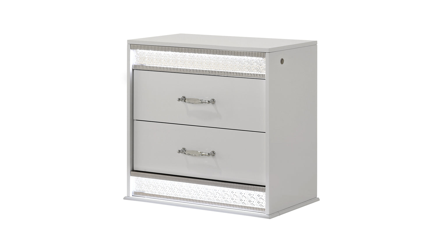 Glam Modern Style 2-Drawer Night stand Made with Wood in White