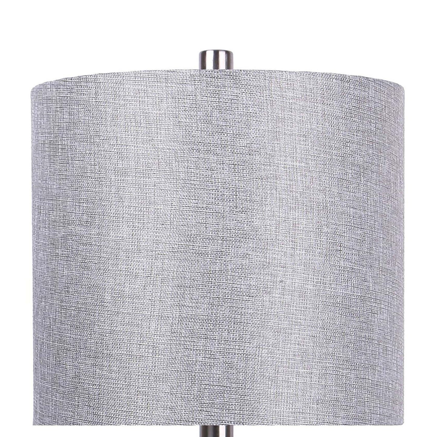 Gemma 23" Contemporary Metal Table Lamp in Brushed Nickel and Grey Linen Shade from Grandview Gallery by LumiSource - Set of 2