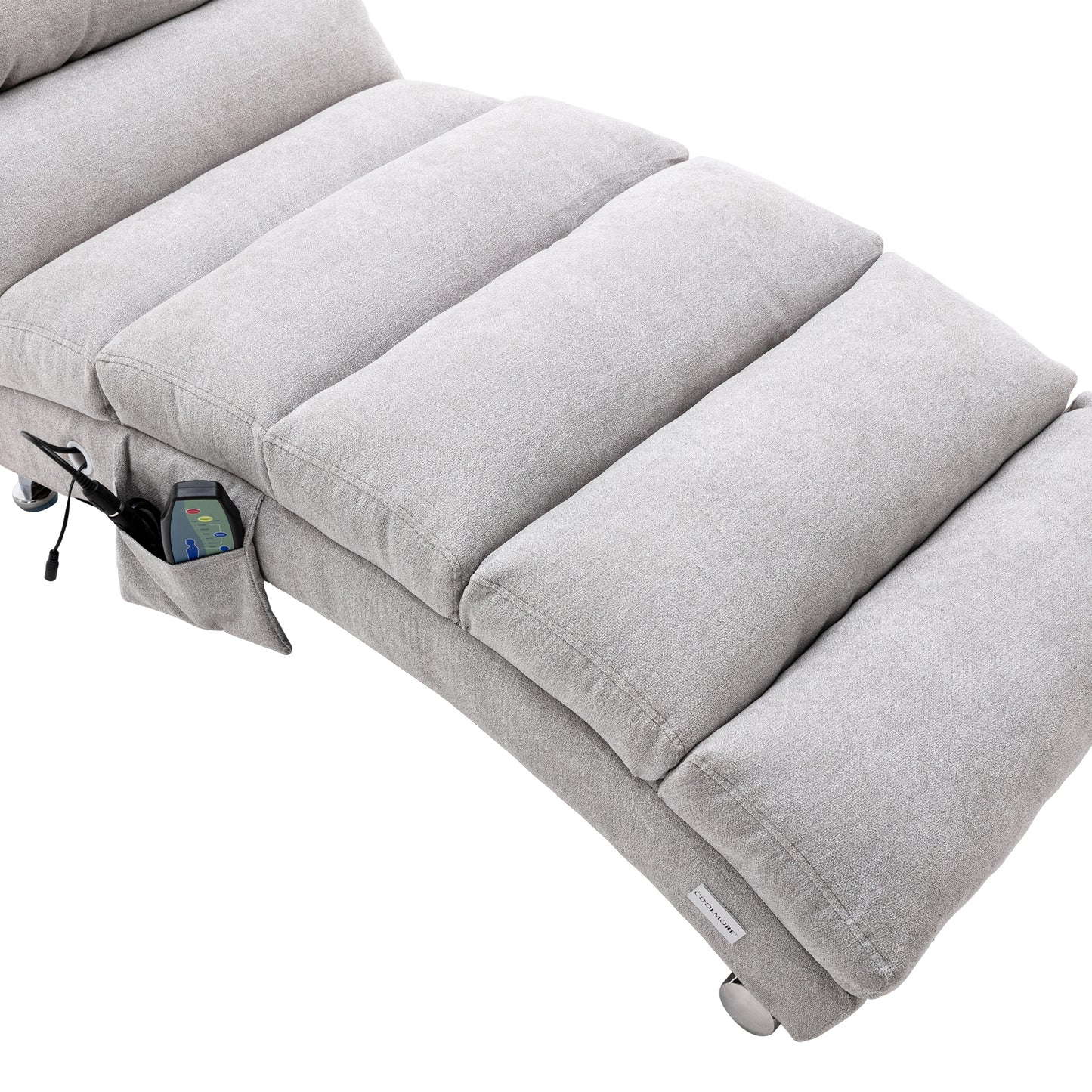 COOLMORE Linen Massage Chaise Lounge Indoor with Remote Control,Ergonomic Electric Massage Long Lounger with 5 Modes for Office, Living Room,Bedroom (Light Grey)