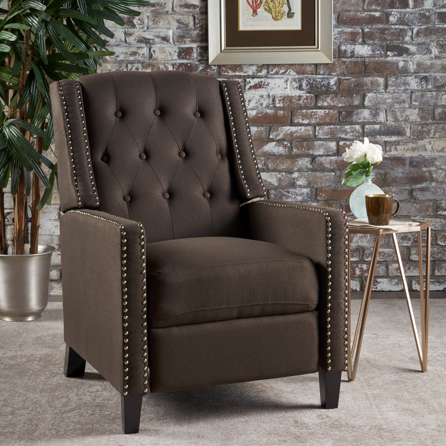 Classic Coffee Fabric Push Back Chair