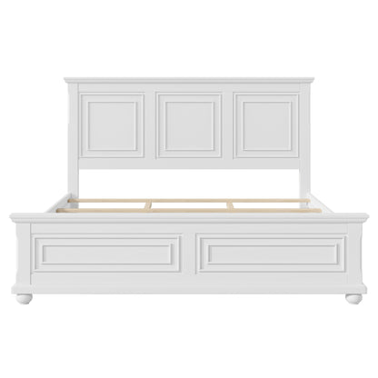 Traditional Town and Country Style Pinewood Vintage King Bed, White