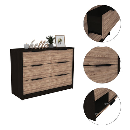 4 Drawers Dresser, Superior Top, Black / Pine