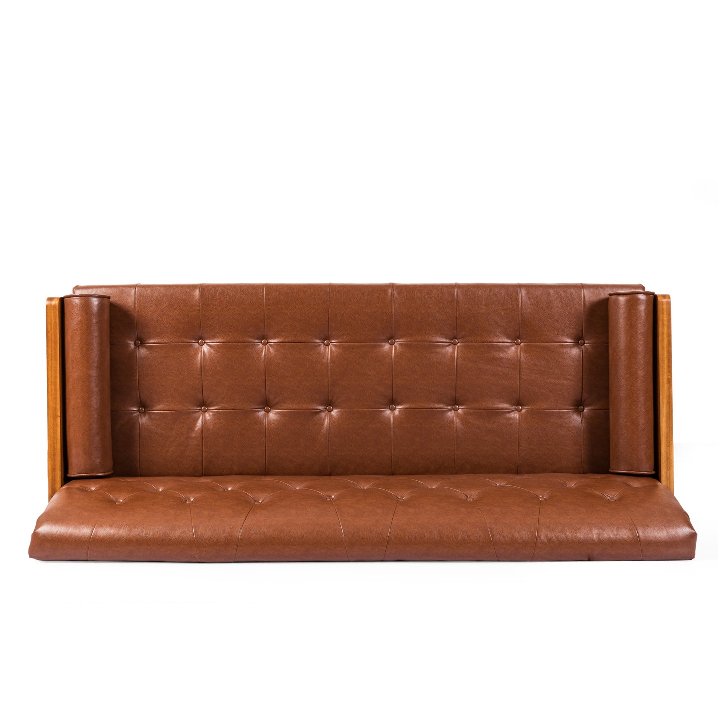 Adelaide Mid-Century Modern Tufted Sofa with Rolled Accent Pillows