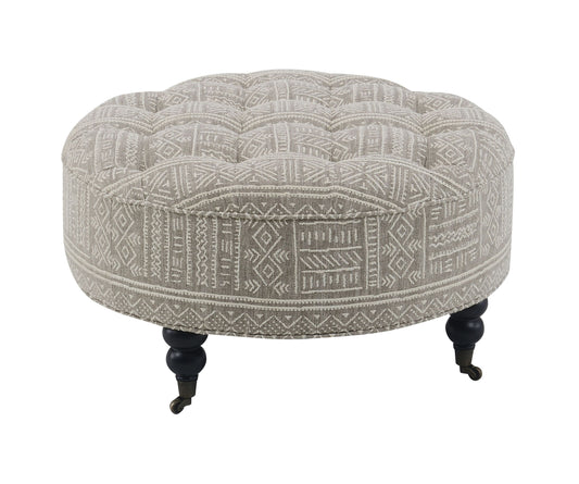 Upendo Pattern Fabric Ottoman w/Casters