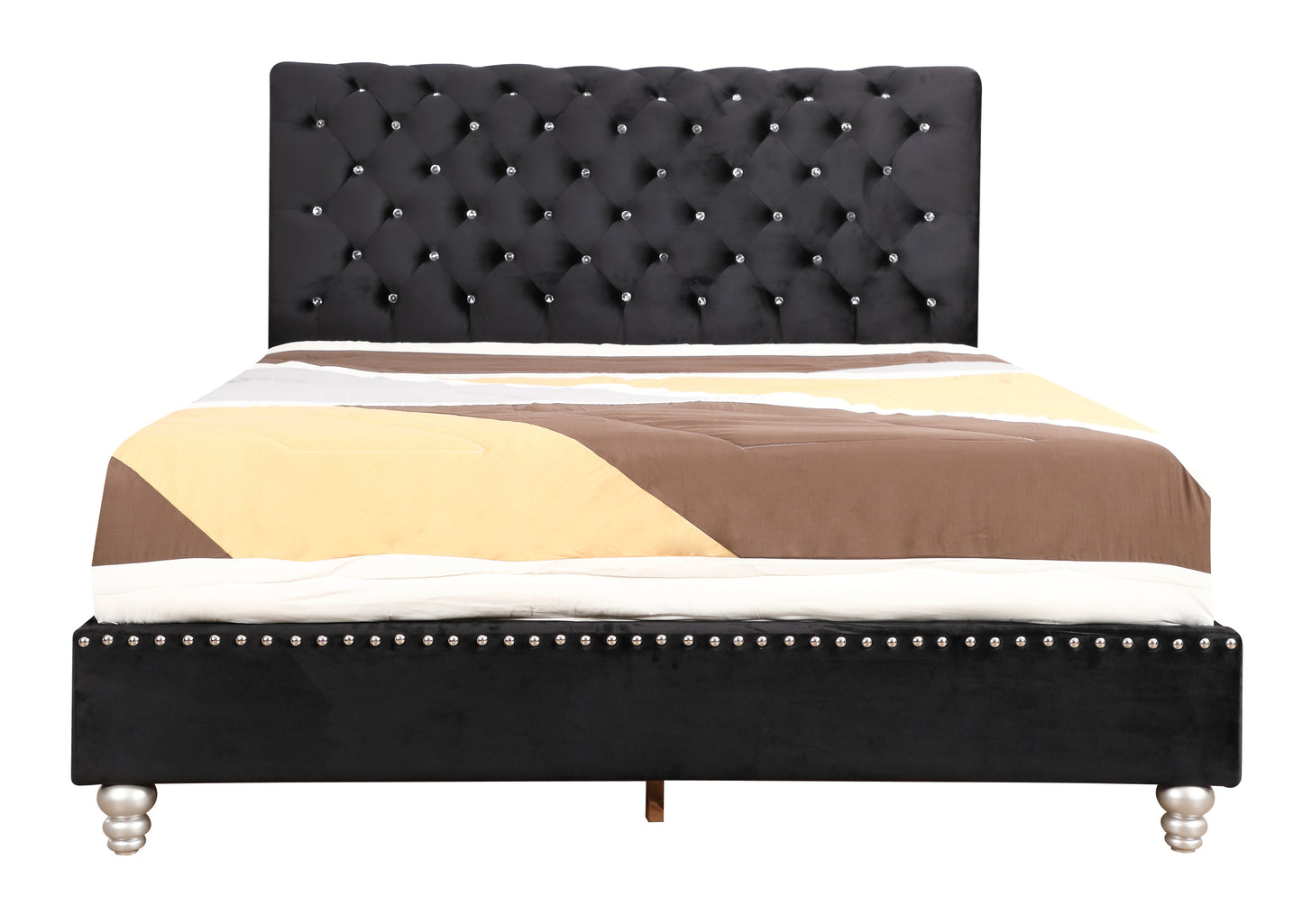 Stylish Black Transitional Upholstered Bed