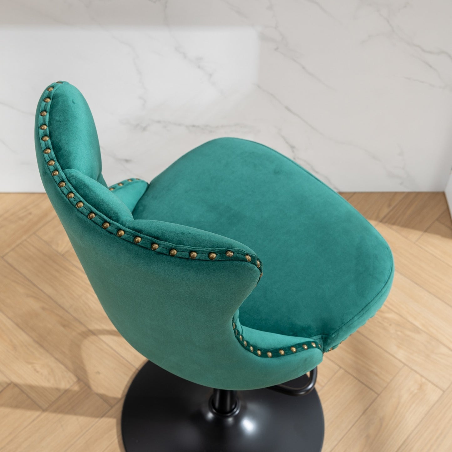 Swivel Velvet Barstools Adjusatble Seat Height from 25-33 Inch,17.7inch base, Modern Upholstered Bar Stools with Backs Comfortable Tufted for Home Pub and Kitchen Island,Green,Set of 2,SW1812GN