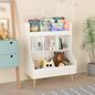 Toy Storage Organizer, Kids Bookshelf and Toy Storage with Legs, Multifunctional Storage Organizer, Children Bookcase for Kids Room, Living Room, Nursery,White