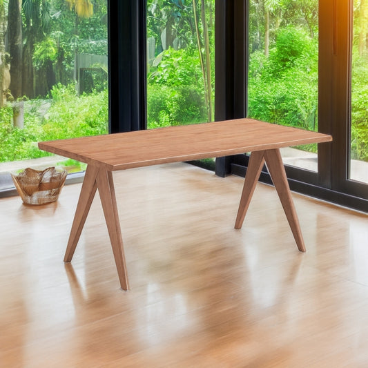 Natural Dining Table with Wooden Leg