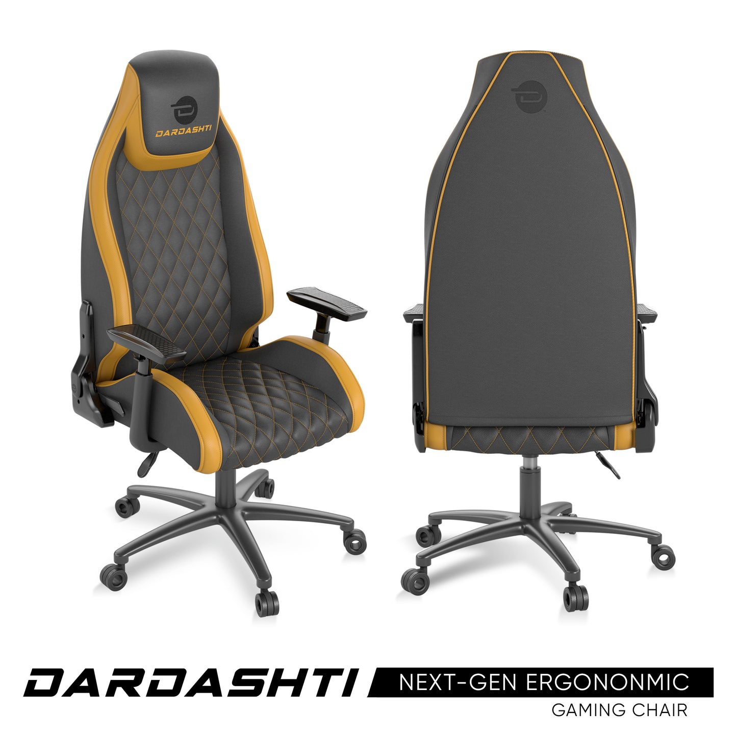 Next-Gen Ergonomic Gaming Chair, 8 Way Adjustable Arm Rest, Multi-Tilt, Steel Frame in Yellow