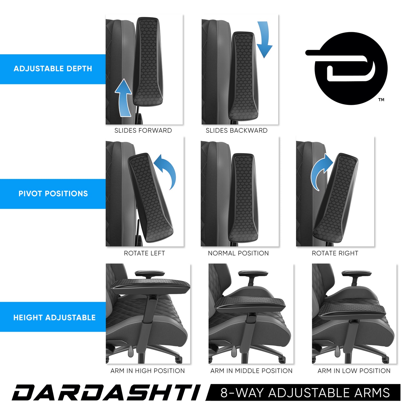 Next-Gen Ergonomic Gaming Chair, 8 Way Adjustable Arm Rest, Multi-Tilt, Steel Frame in Yellow