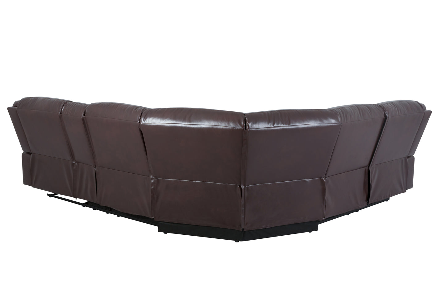 L Shape Breath Leather Manual Reclining Sectional Sofa Set, Brown