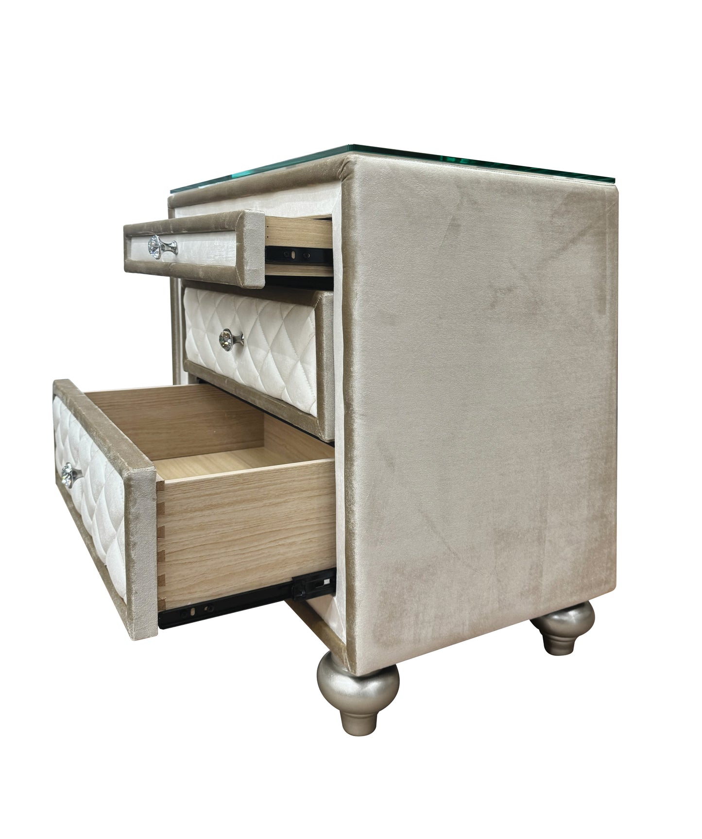 Beige 2-Drawer Nightstand