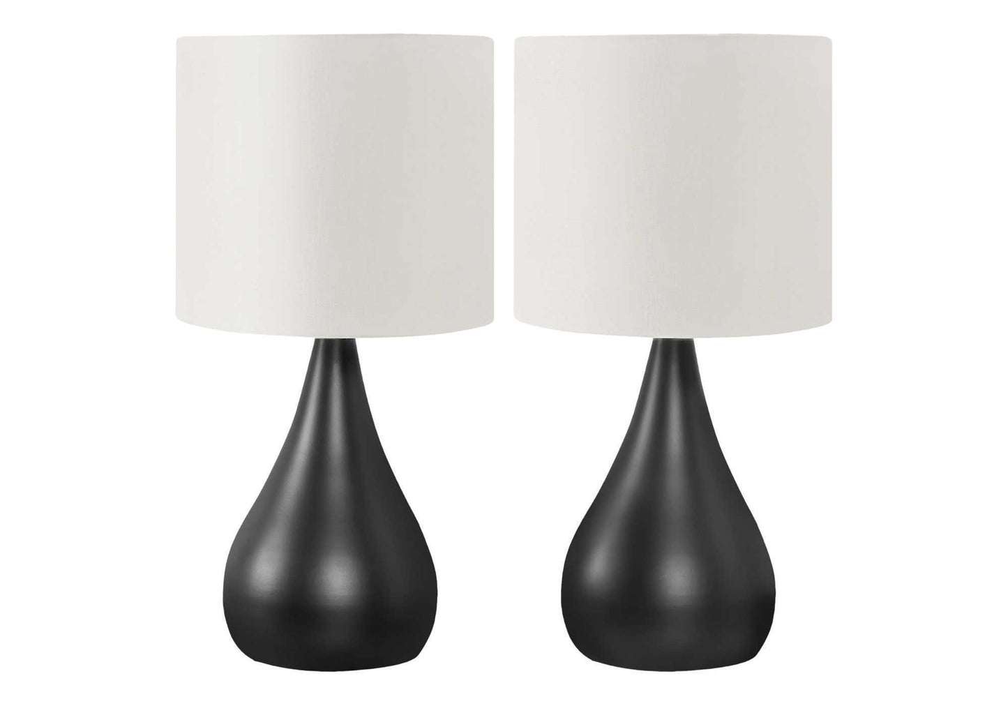 Lighting, Set Of 2, 18"h, Table Lamp, Black Metal, Ivory / Cream Shade, Contemporary