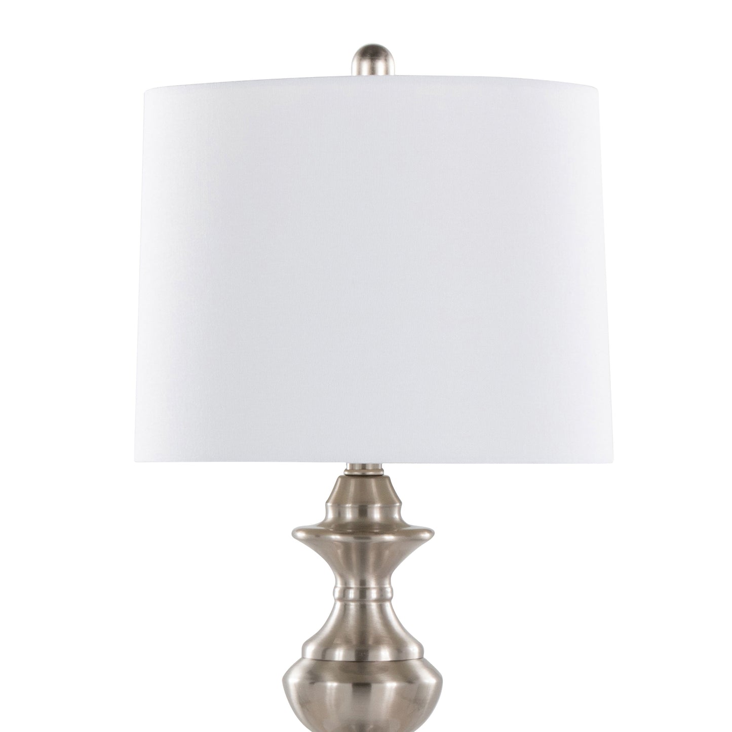 Montgomery 29" Contemporary Metal Table Lamp in Brushed Nickel with White Linen Shade and Built-in USB Port from Grandview Gallery by LumiSource - Set of 2