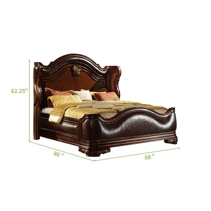 Traditional style Queen Bed made with wood in Dark Walnut