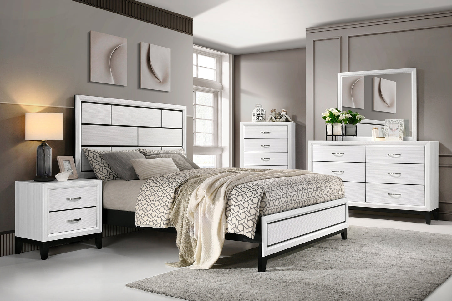 Modern Contemporary White Finish Storage Nightstand of 2x Drawers 1pc Wooden Bedroom Furniture