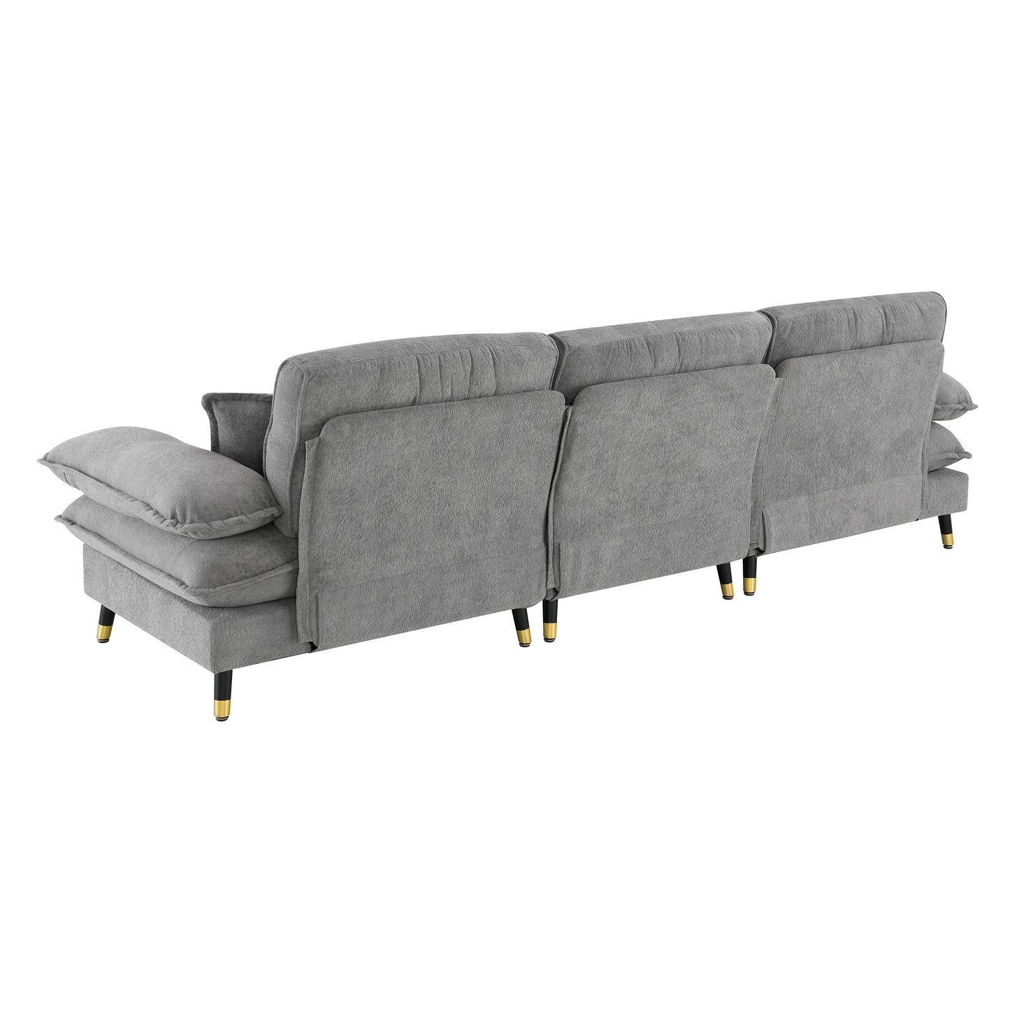 106*66.5" L shaped Convertible Sectional Sofa,4 Seat Tufted Couch Set with Two-tone Adjust Legs,Cloud Chenille Fabric,Movable Ottoman for Living Room,  Apartment,Office,3 Colors