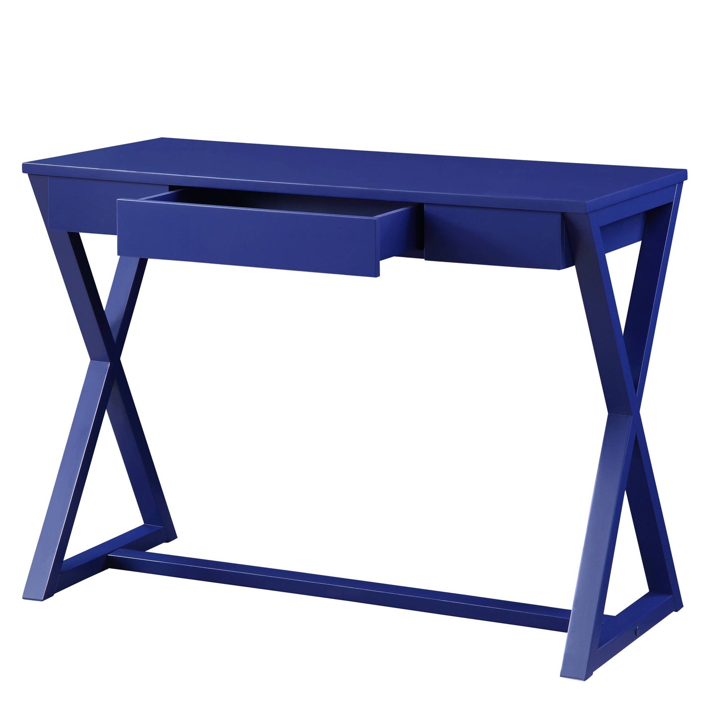 Twilight Blue 1-Drawer Writing Desk with X-shaped Base