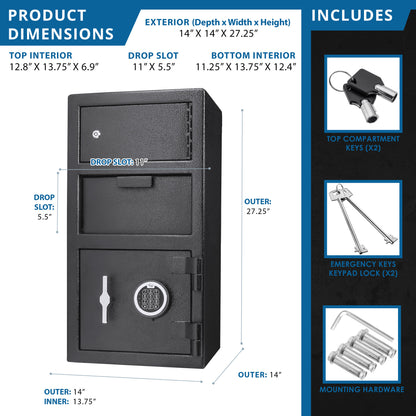 Large Locker Depository Safe With Digital Keypad 0 72 0 78 Cubic Ft