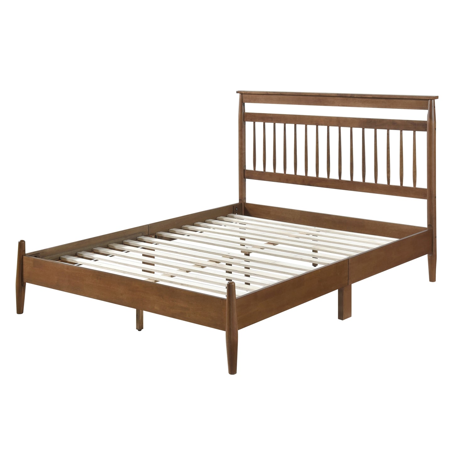 Transitional Design Eastern King Platform Bed Chestnut Finish Wood Frame Bedroom Furniture 1pc Bed in a Box