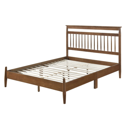 Transitional Design California King Platform Bed Chestnut Finish Wood Frame Bedroom Furniture 1pc Bed in a Box