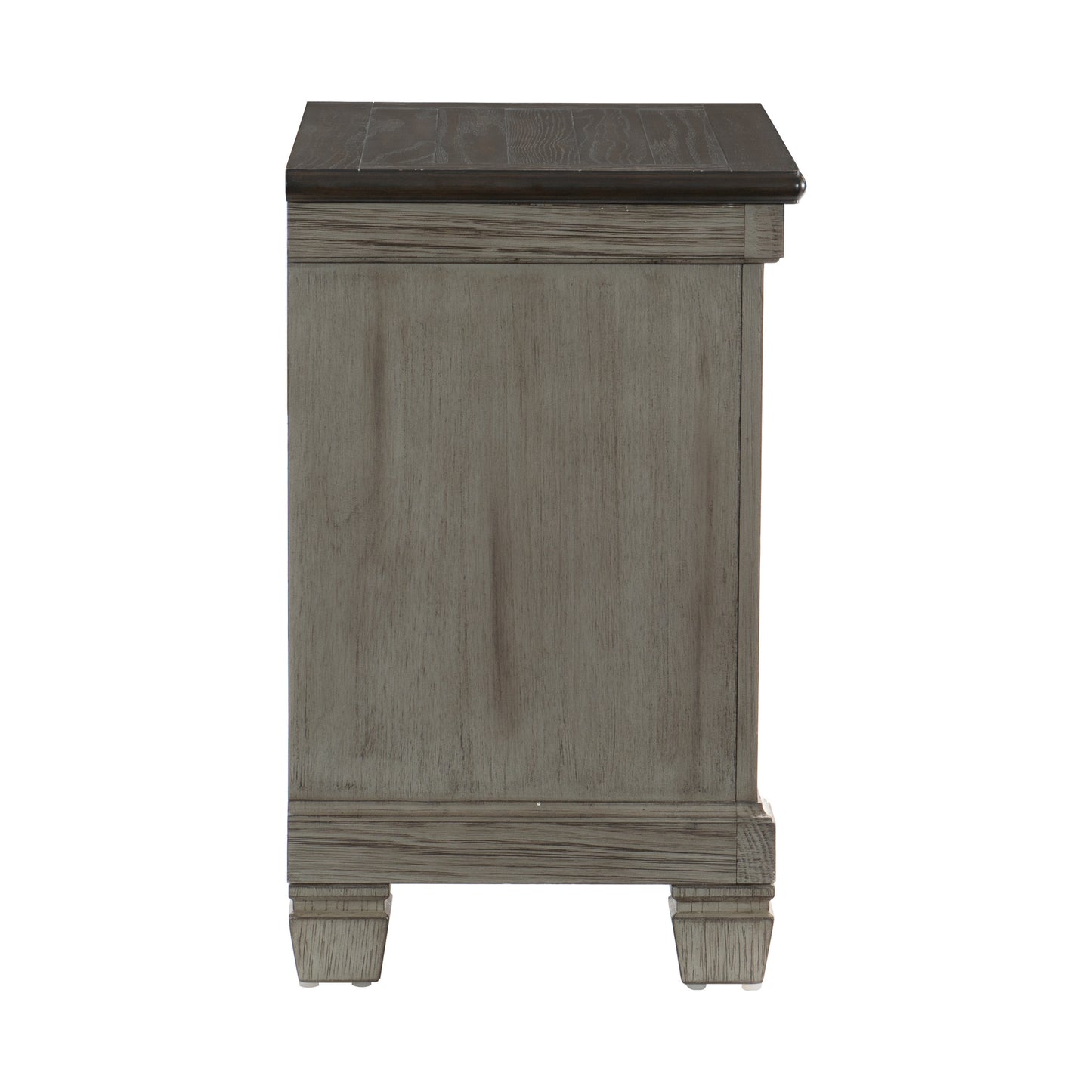 Transitional-Rustic Style Coffee and Antique Gray 2-Drawer Nightstand 1pc Flat Knobs Classic Bedroom Furniture