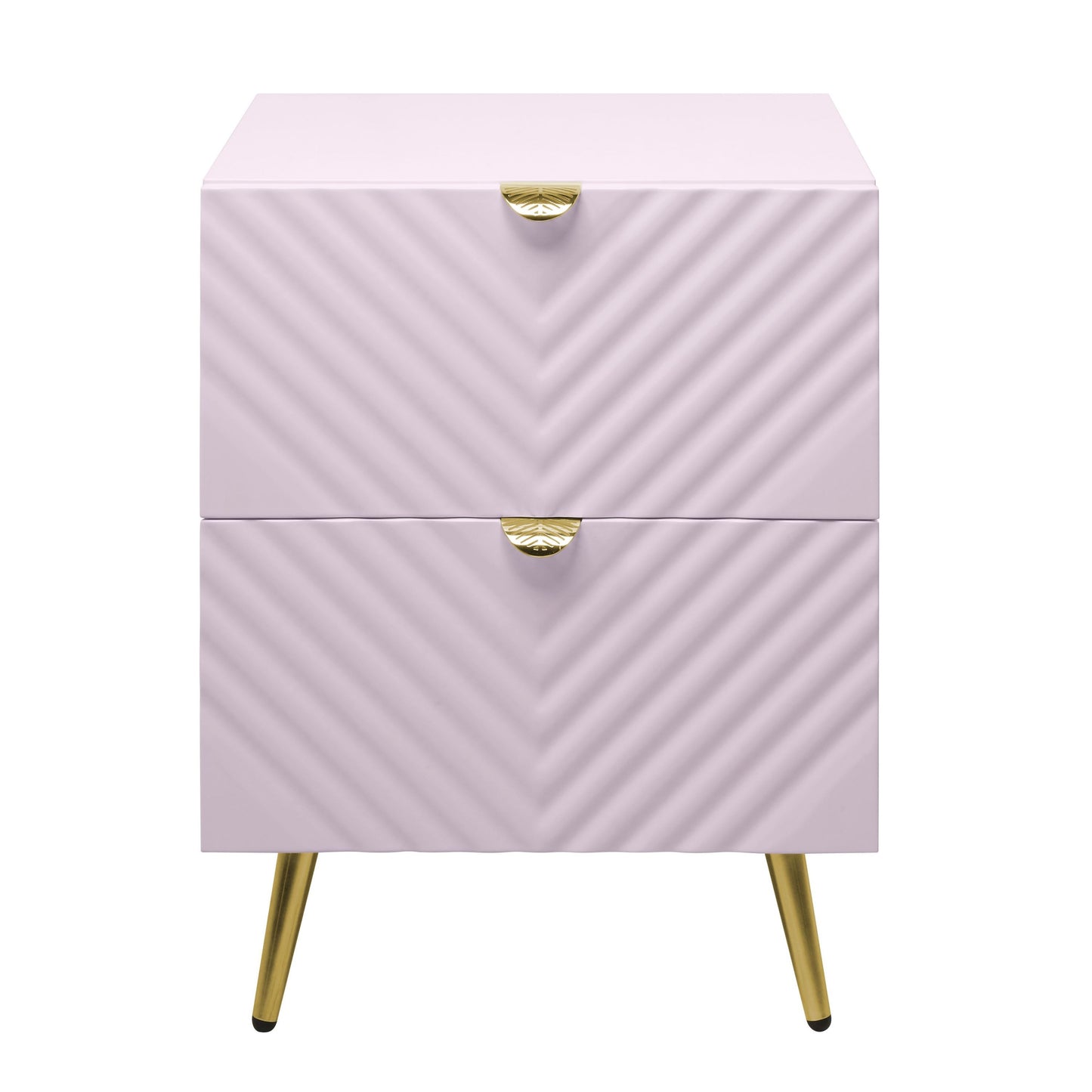 Pink High Gloss 2-Drawer Nightstand