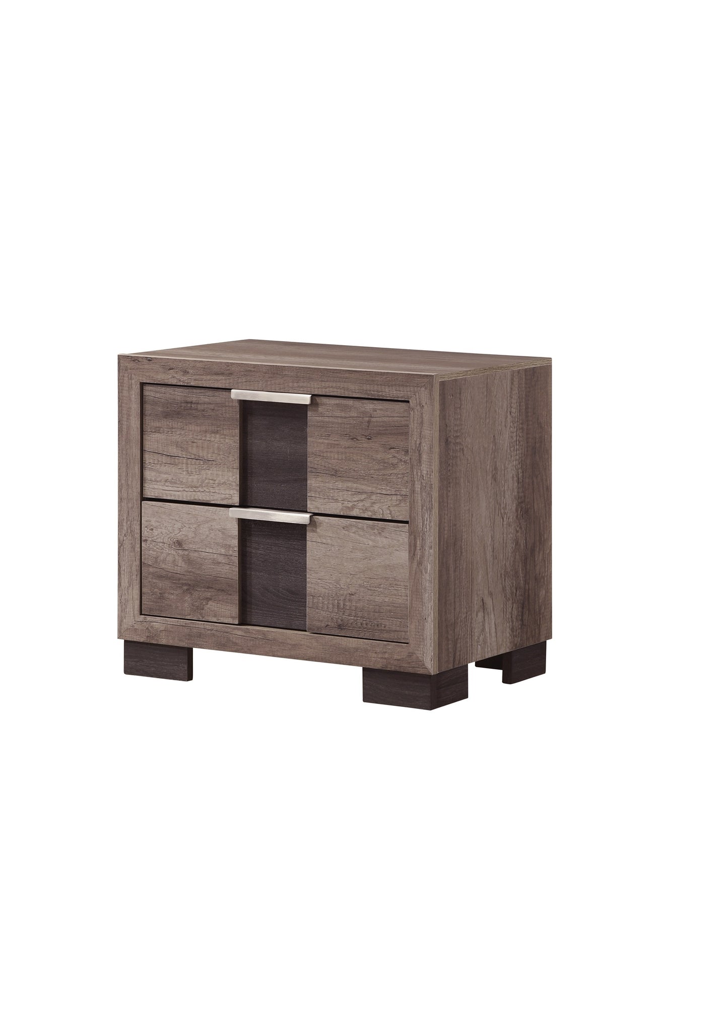 1pc Contemporary Rustic Brown Finish Nightstand Two Drawers Metal knobs Bedroom Wooden Furniture