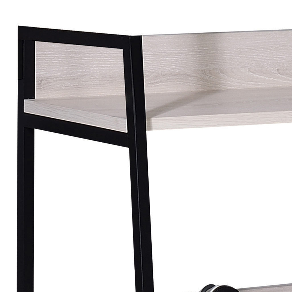 Natural and Black 5-tier Ladder Bookshelf