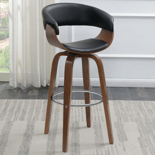 Walnut and Black Swivel Bar Stool