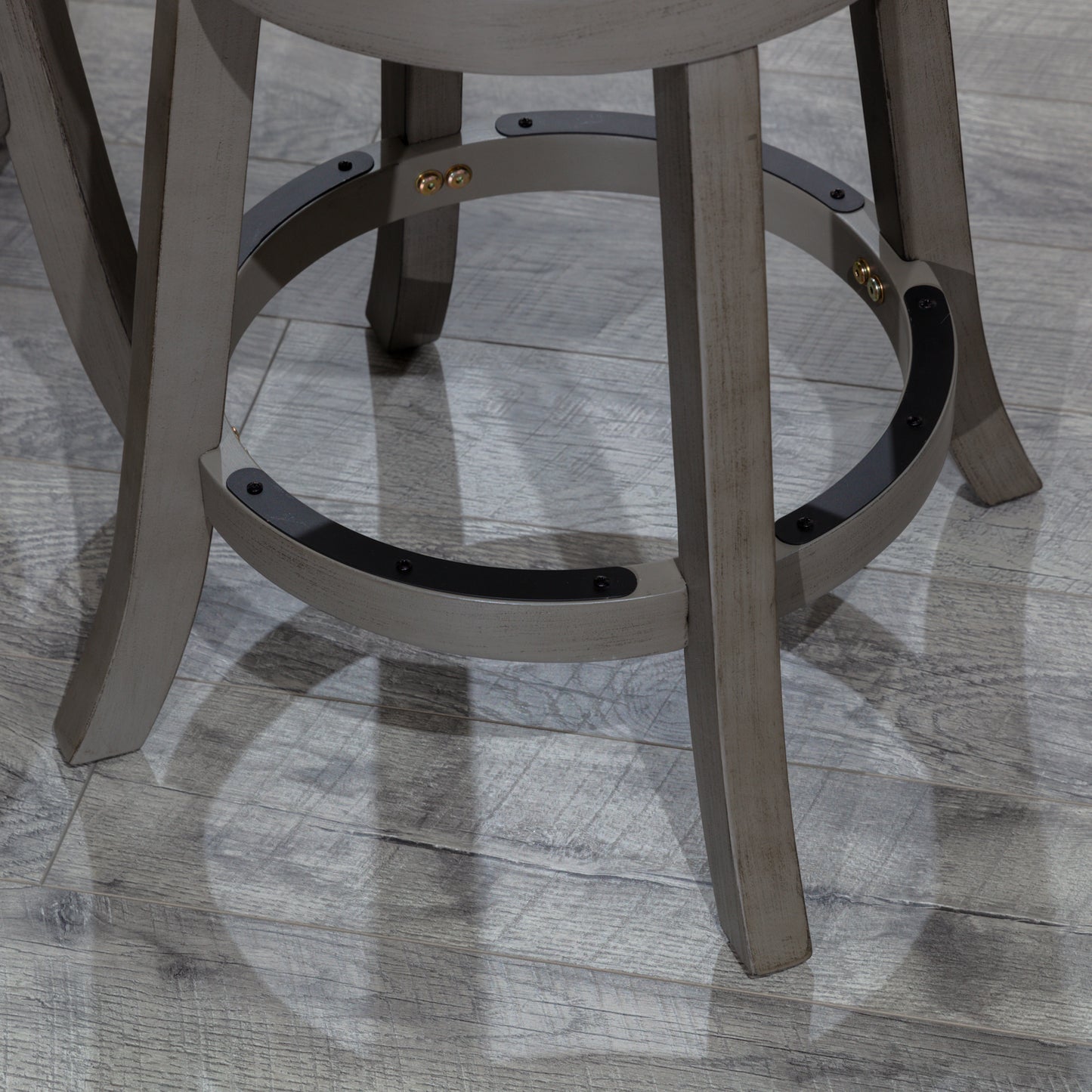 24" Counter Stool, Weathered Gray Finish, Charcoal Fabric Seat