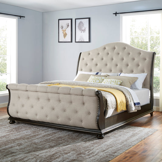 Rhapsody - Queen Sleigh Bed - Beige