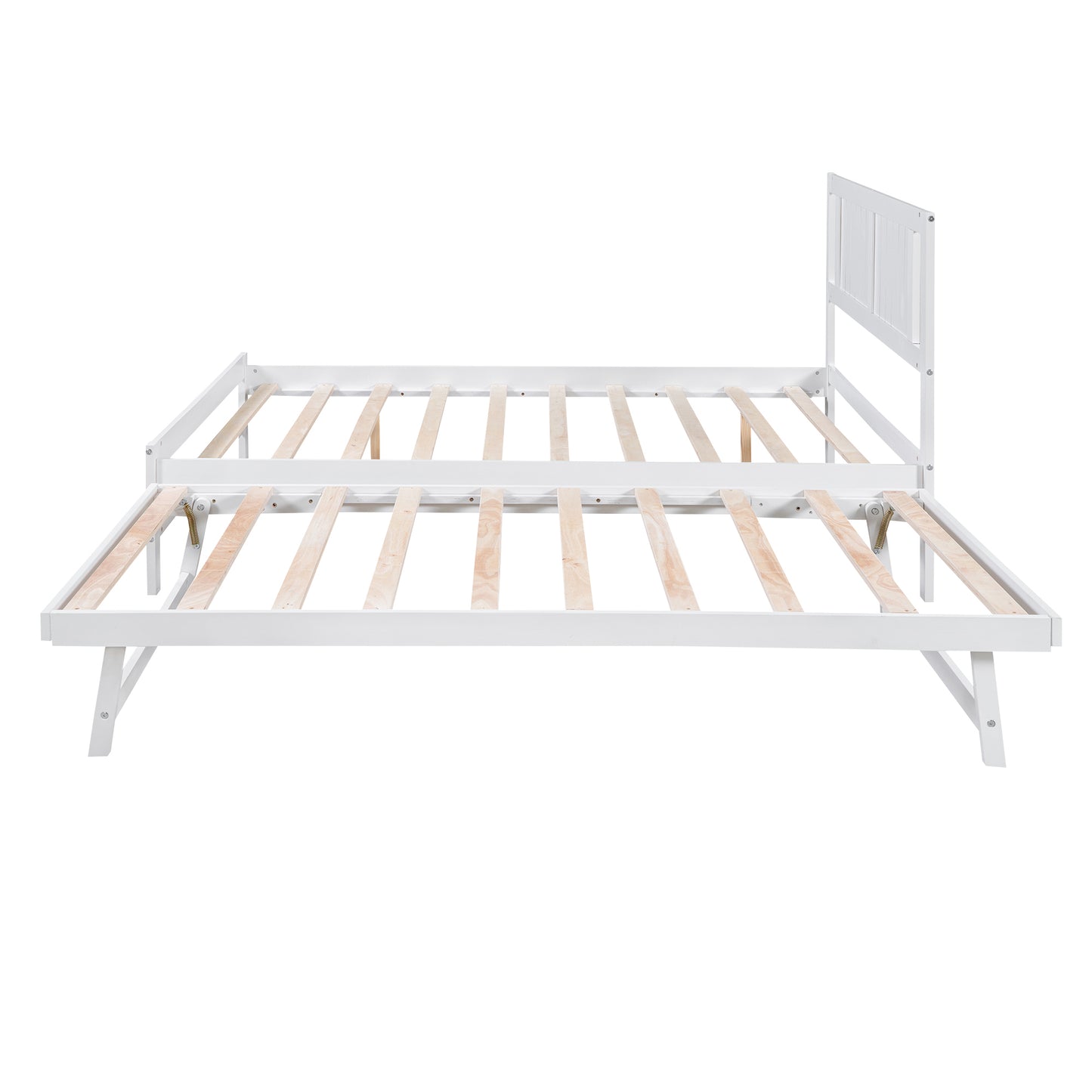 Full Size Platform Bed with Adjustable Trundle,White(Old SKU:SM000248AAK)