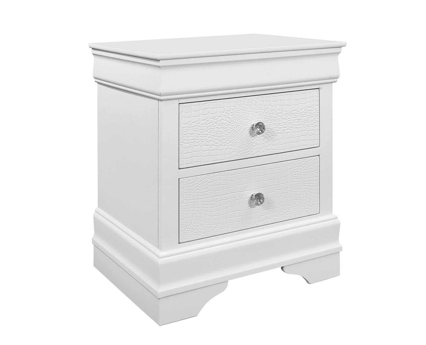 SHAKER CROCODILE METALLIC WHITE NIGHTSTAND