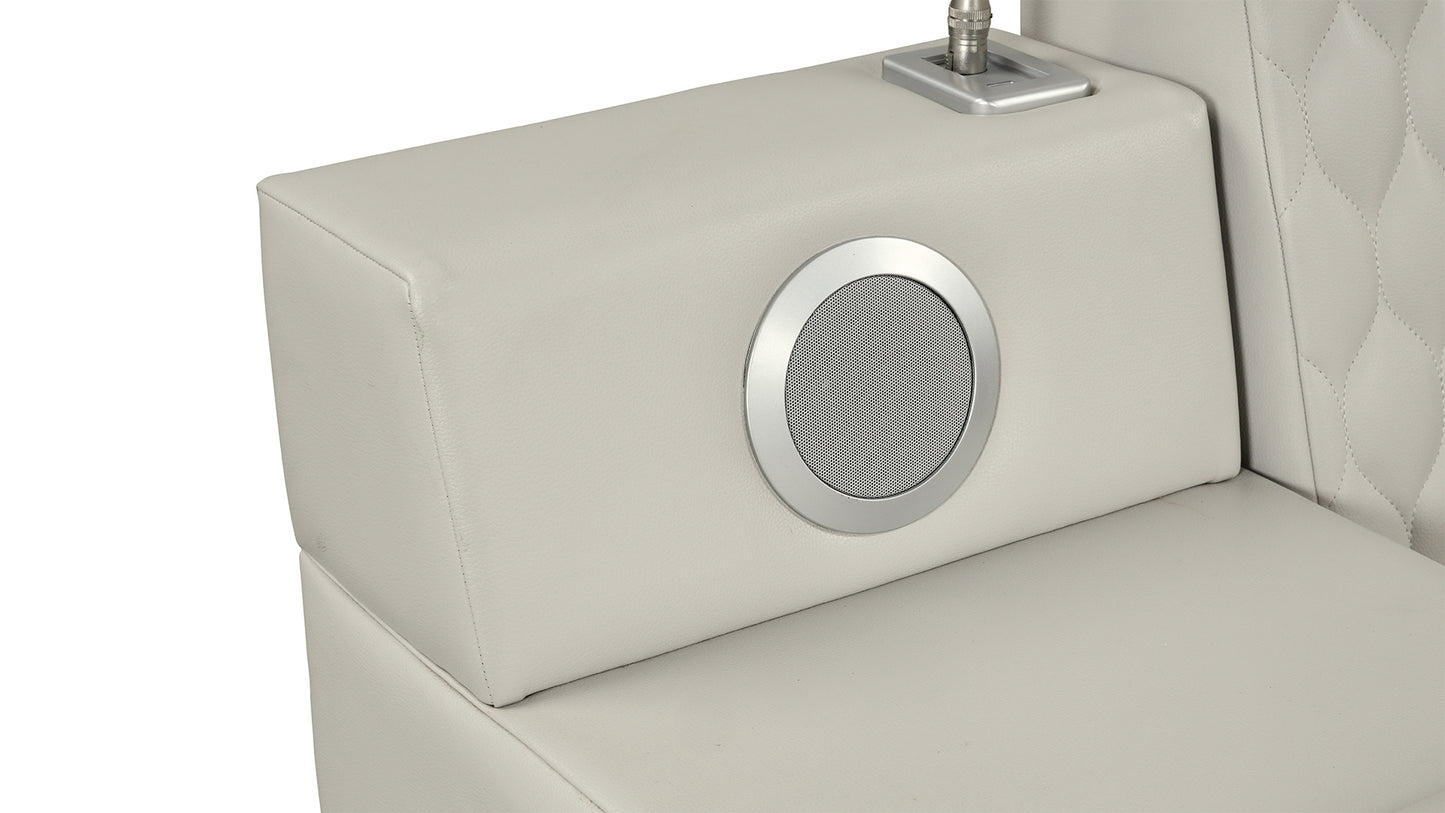 Smart Multifunctional King Size Bed Made with Wood in Beige