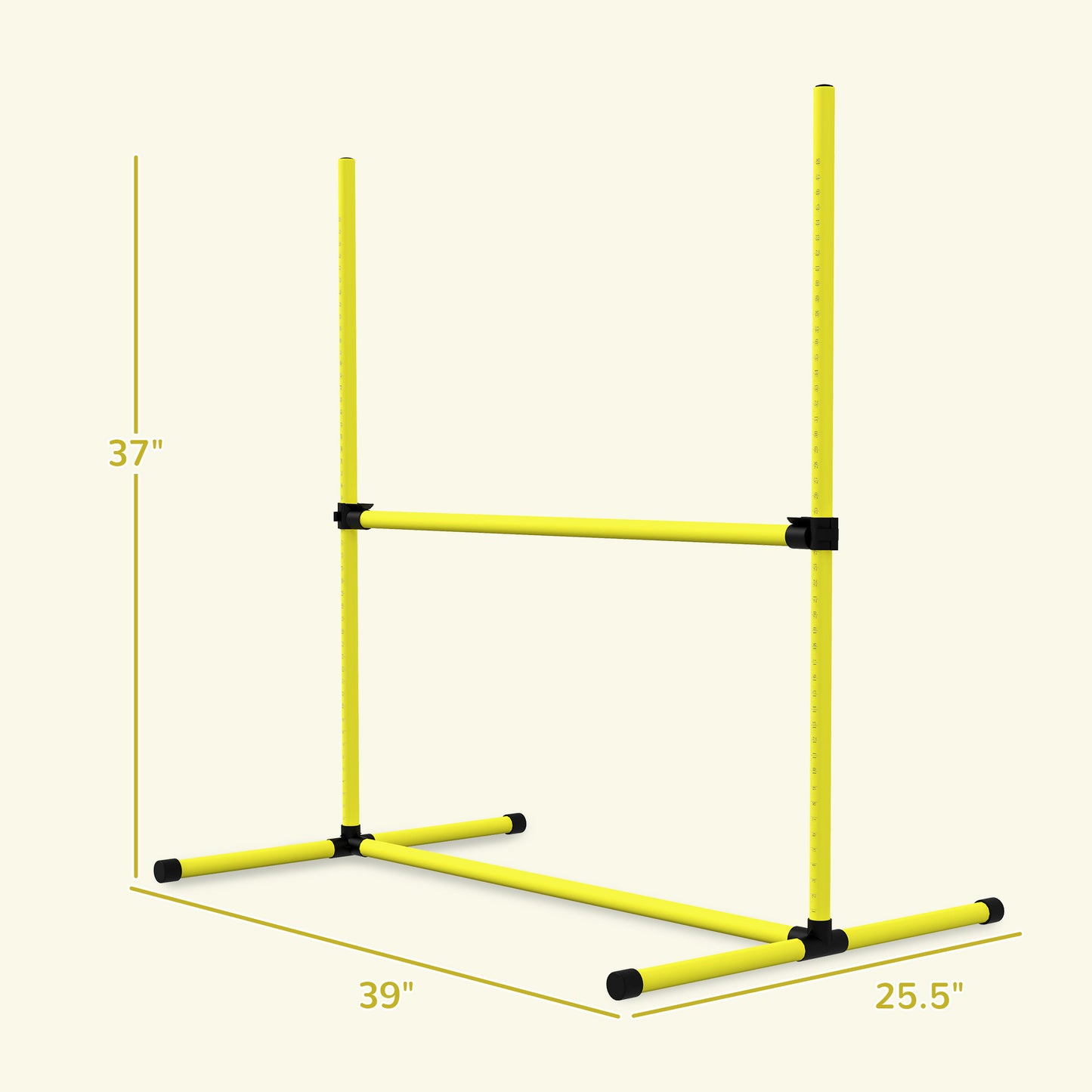 PawHut 4 Piece Dog Agility Training Equipment for Dog Agility Course with Adjustable Height Jump Bars, Included Carry Bag, & Displacing Top Bar, Yellow