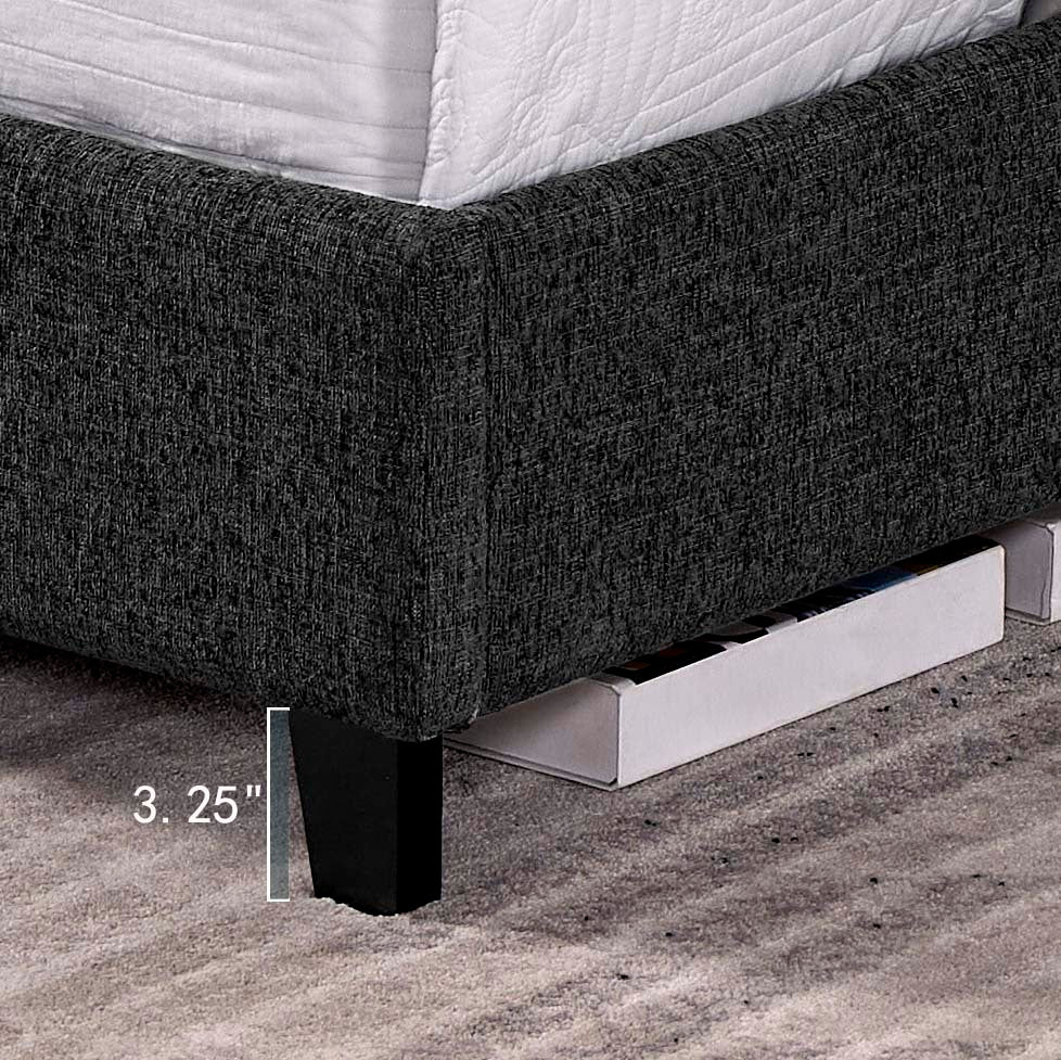 Queen Size Charcoal Grey Upholstered Platform Bed