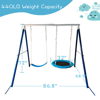 Kids Metal Swing Set for Backyard Outdoor Playground Two Functional Swing Set For Kids Outdoor Equipment