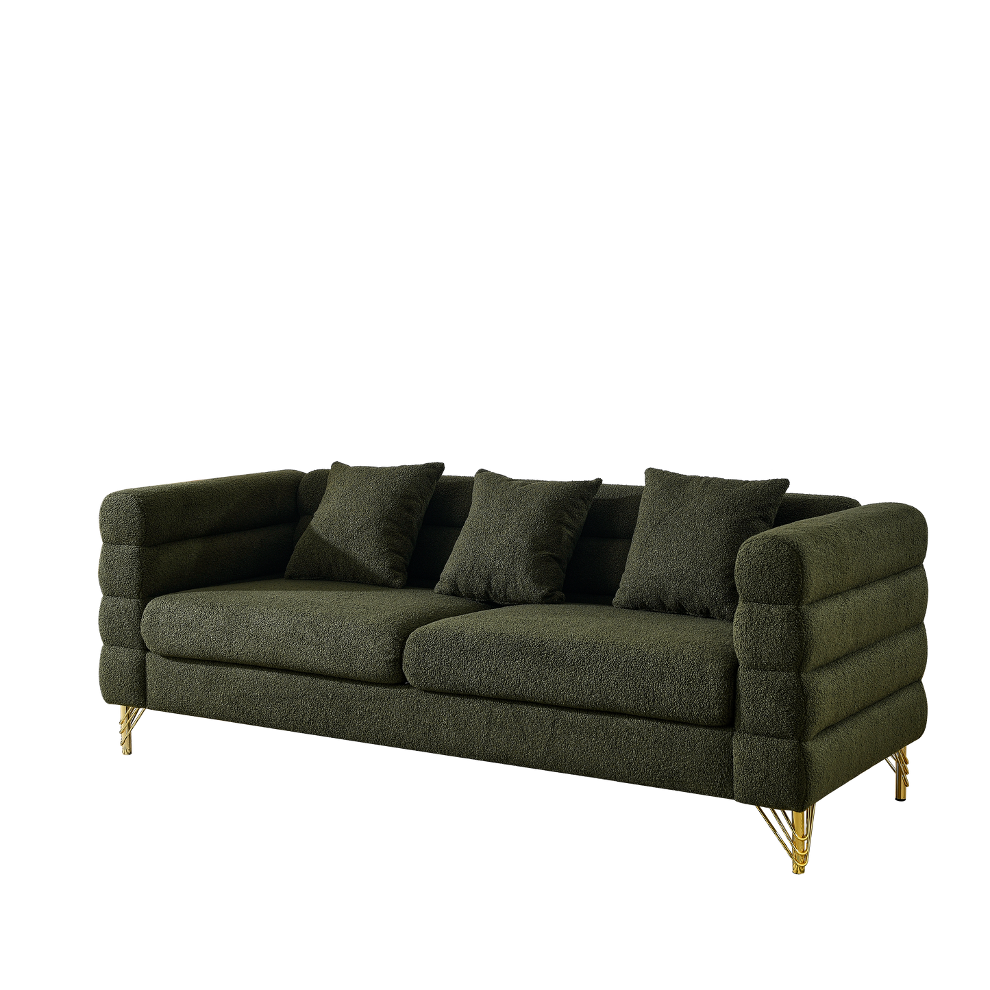 3-seater + 2-seater Combination sofa.Green teddy