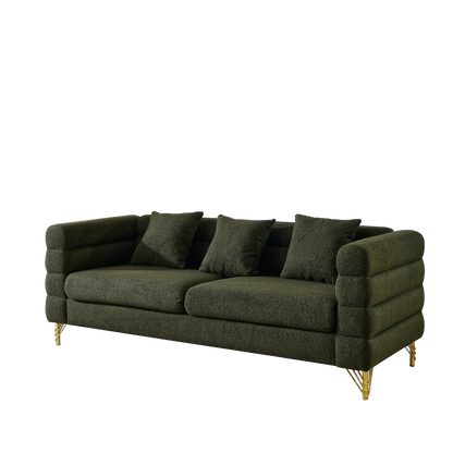 3-seater + 2-seater Combination sofa.Green teddy