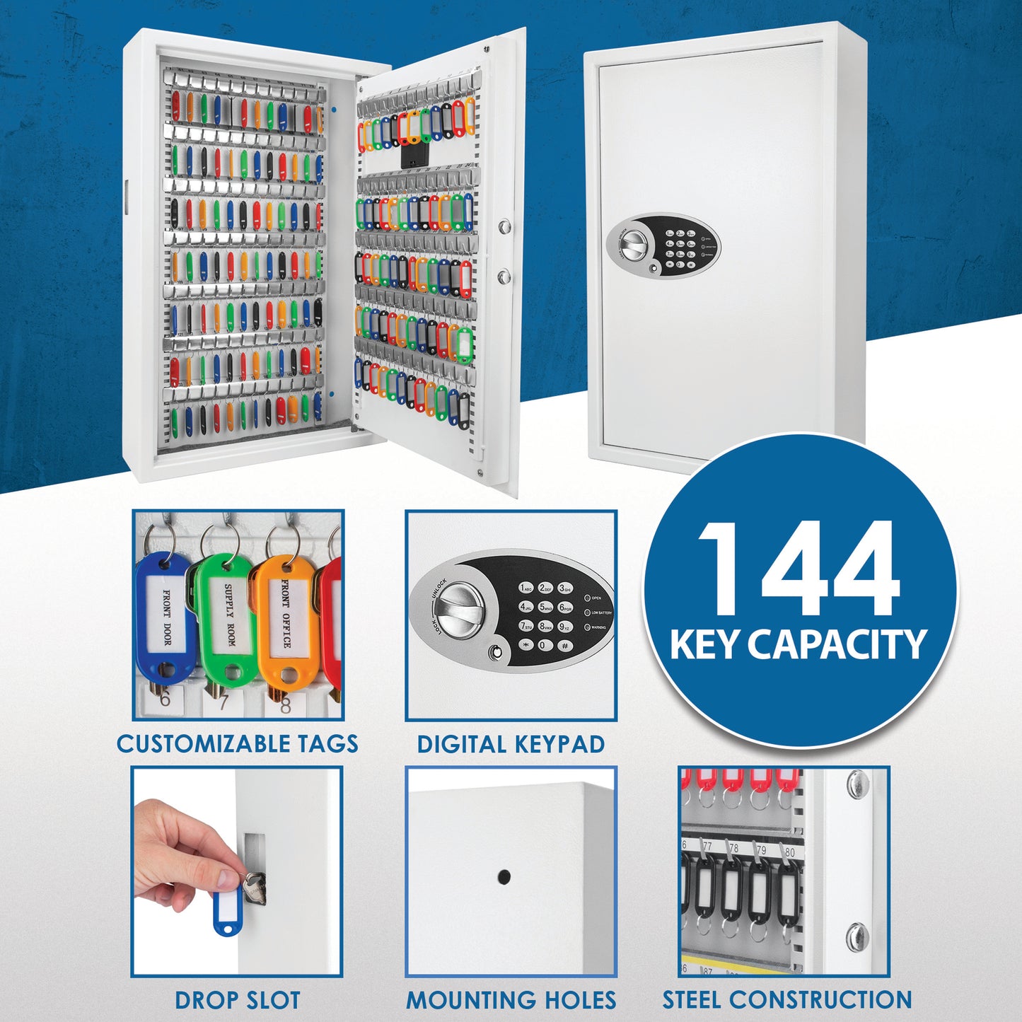 144 Keys Key Cabinet Digital Keypad Wall Safe