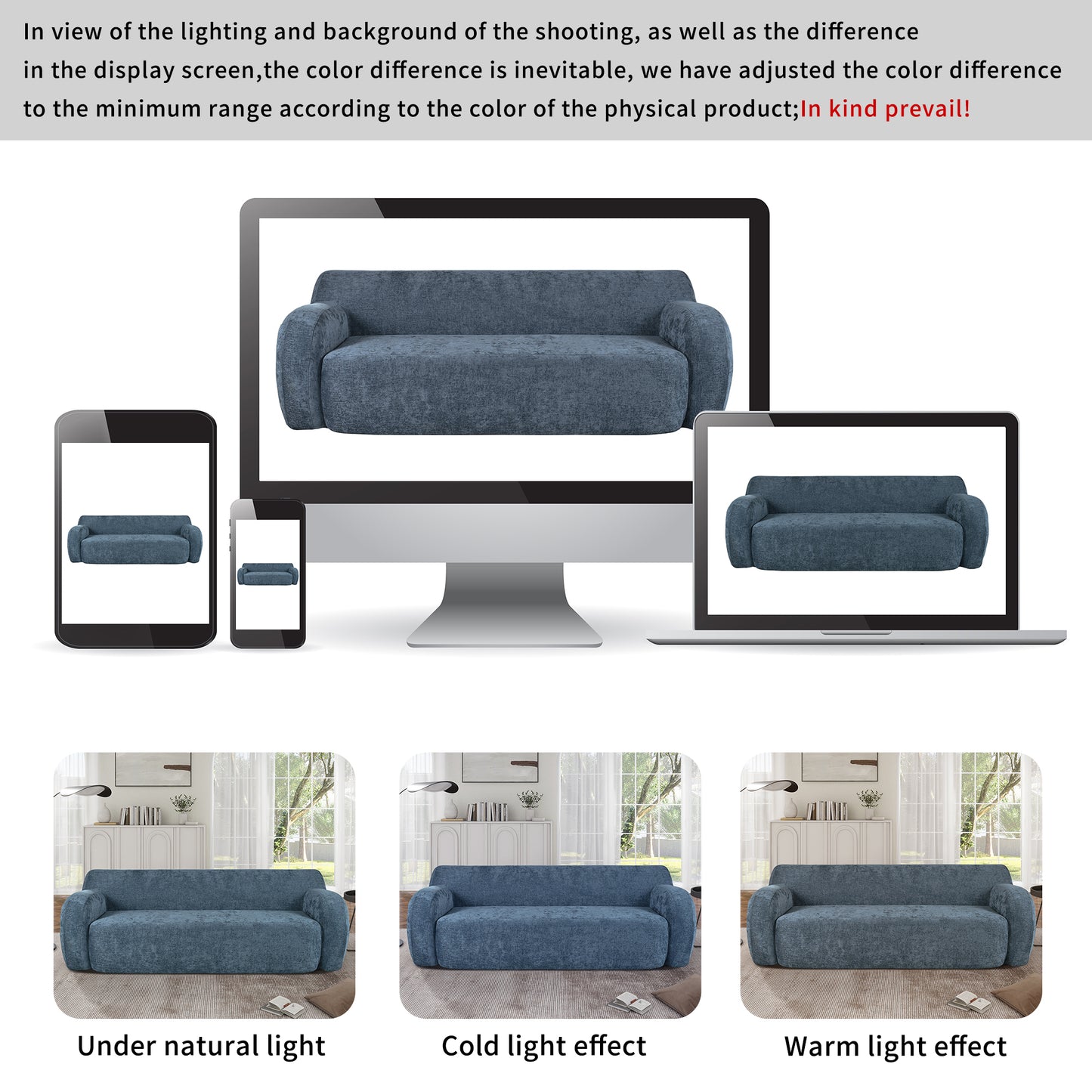 U_Style 81.5" Minimalist Compression Sofa, Curved Design, 3-Seater Casual Sofa for Living Rooms, Bedrooms, and Apartments