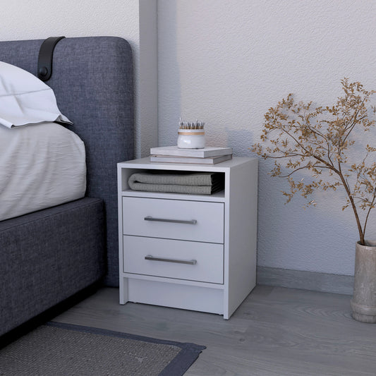 White 2-Drawer Nightstand