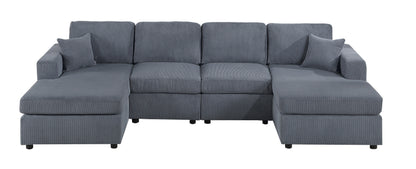 Stunning Modern Dark Gray 2pc Sectional Set Corduroy Couch LAF And RAF Chaise Armless Loveseat Living Room Furniture