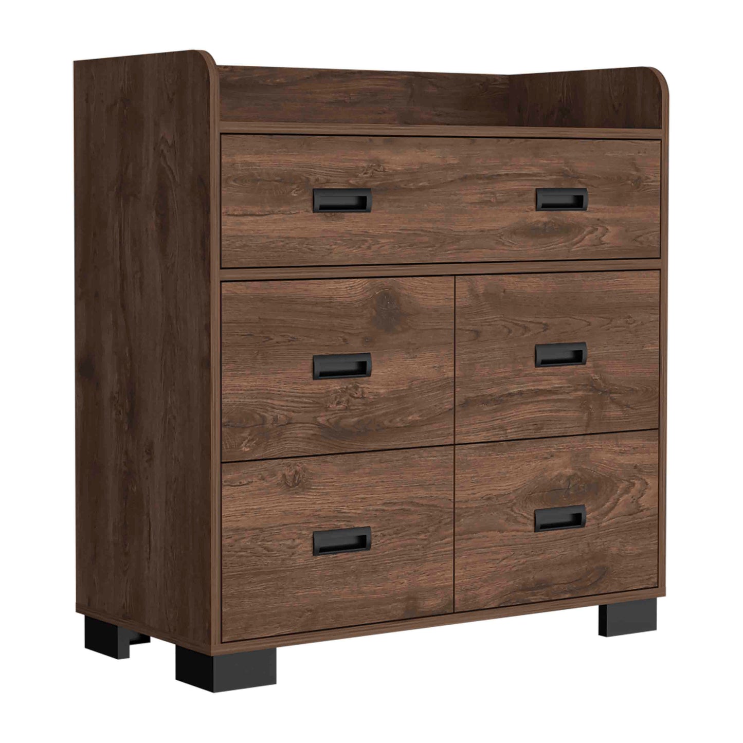 Alyn Dresser, Four Legs, Four Drawers, One Double Drawer, Superior Top -Dark Brown