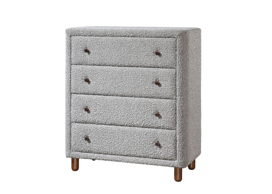 Grey 4-Drawer Upholstered Chest